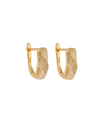 Σκουλαρίκια SENZA Κρίκοι Επίχρυσο Ασήμι 925 Με Ζιργκόν Πέτρες - SSR4348