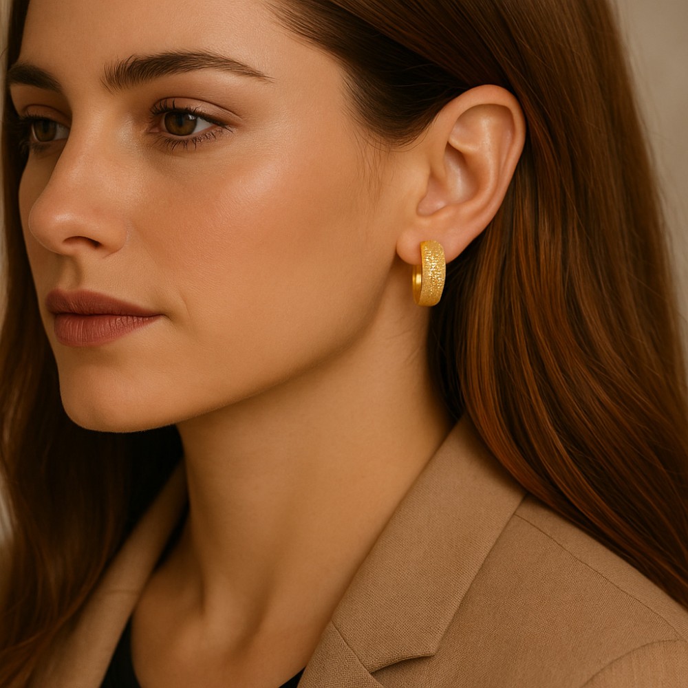 Σκουλαρίκια SENZA Κρίκοι Επίχρυσο Ασήμι 925 Με Ζιργκόν Πέτρες - SSR4348