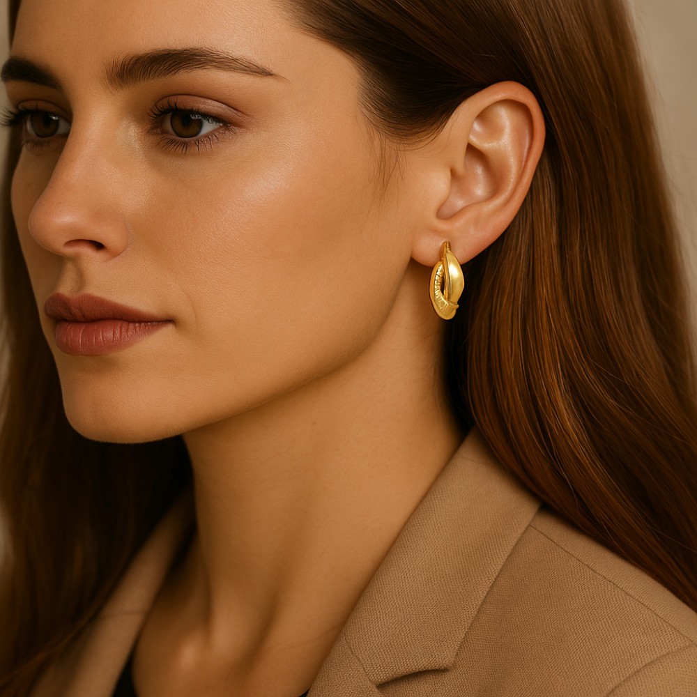 Σκουλαρίκια SENZA Κρίκοι Επίχρυσο Ασήμι 925 Με Ζιργκόν Πέτρες - SSR4353