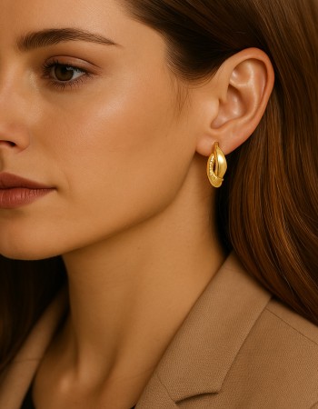 Σκουλαρίκια SENZA Κρίκοι Επίχρυσο Ασήμι 925 Με Ζιργκόν Πέτρες - SSR4353