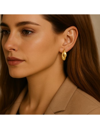 Σκουλαρίκια SENZA Κρίκοι Επίχρυσο Ασήμι 925 Με Ζιργκόν Πέτρες - SSR4353