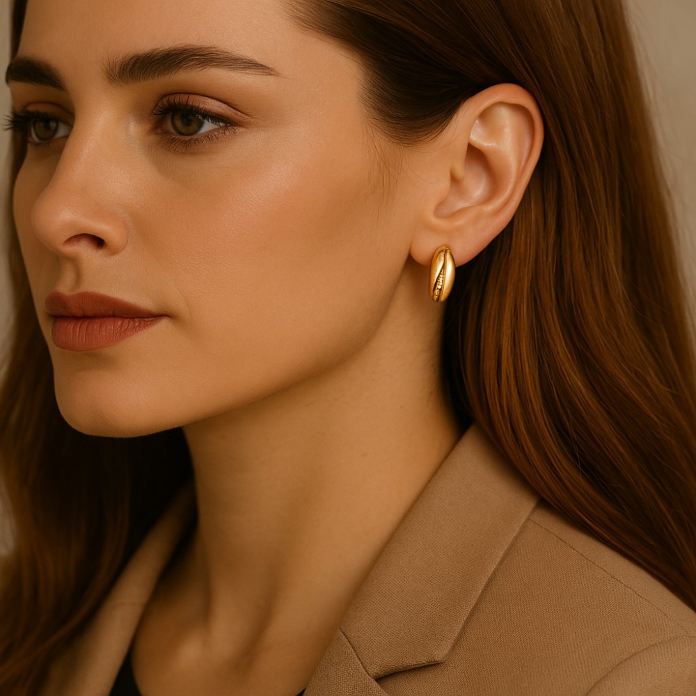 Σκουλαρίκια SENZA Κρίκοι Επίχρυσο Ασήμι 925 Με Ζιργκόν Πέτρες - SSR4356