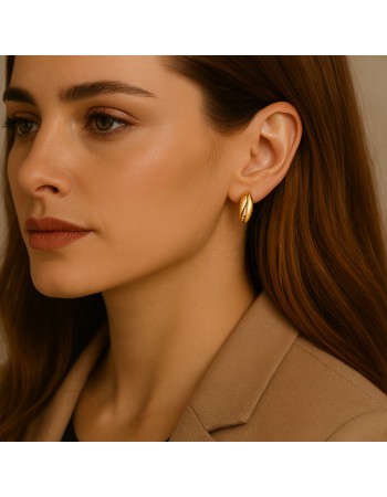 Σκουλαρίκια SENZA Κρίκοι Επίχρυσο Ασήμι 925 Με Ζιργκόν Πέτρες - SSR4356