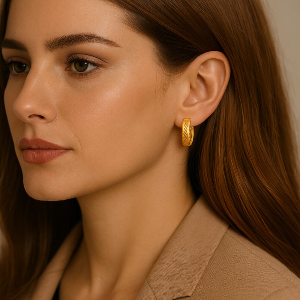 Σκουλαρίκια SENZA Κρίκοι Επίχρυσο Ασήμι 925 Με Ζιργκόν Πέτρες - SSR4359