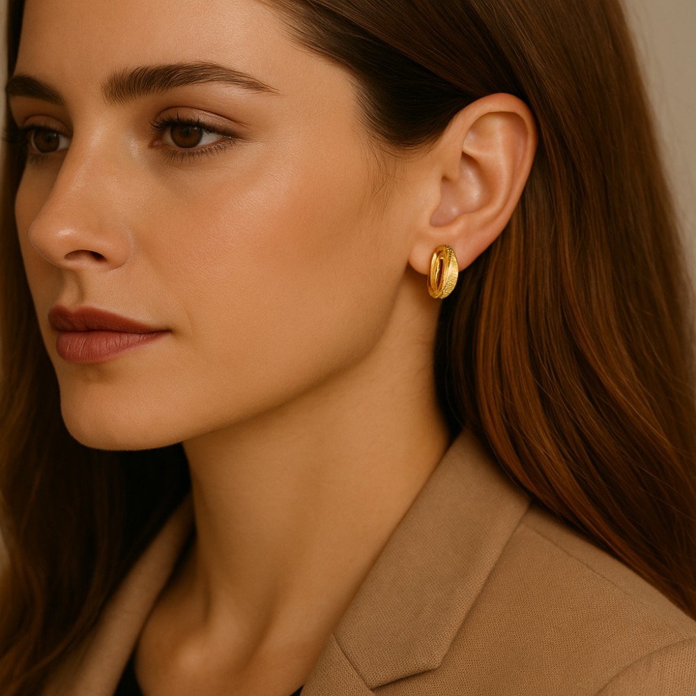 Σκουλαρίκια SENZA Κρίκοι Επίχρυσο Ασήμι 925 Με Ζιργκόν Πέτρες - SSR4361