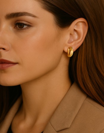 Σκουλαρίκια SENZA Κρίκοι Επίχρυσο Ασήμι 925 Με Ζιργκόν Πέτρες - SSR4361