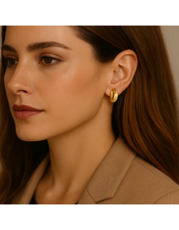 Σκουλαρίκια SENZA Κρίκοι Επίχρυσο Ασήμι 925 Με Ζιργκόν Πέτρες - SSR4361