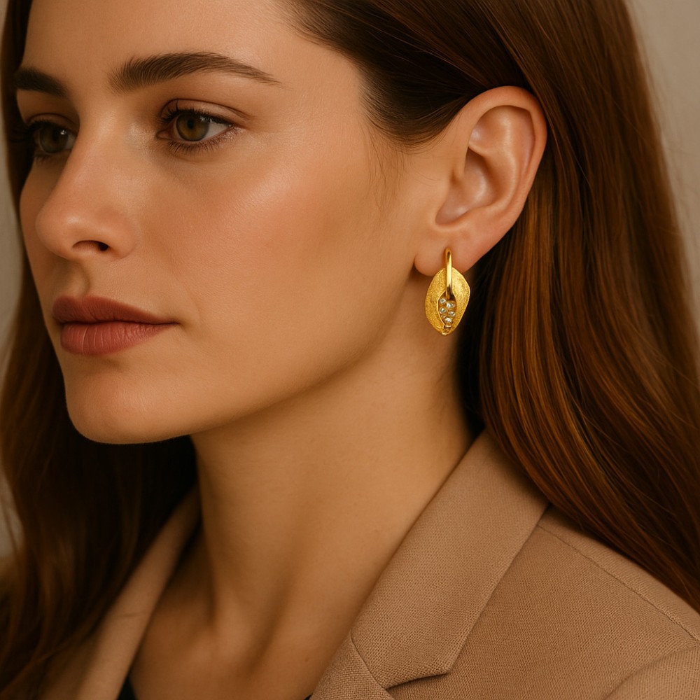 Σκουλαρίκια SENZA Κρίκοι Επίχρυσο Ασήμι 925 Με Ζιργκόν Πέτρες - SSR4366