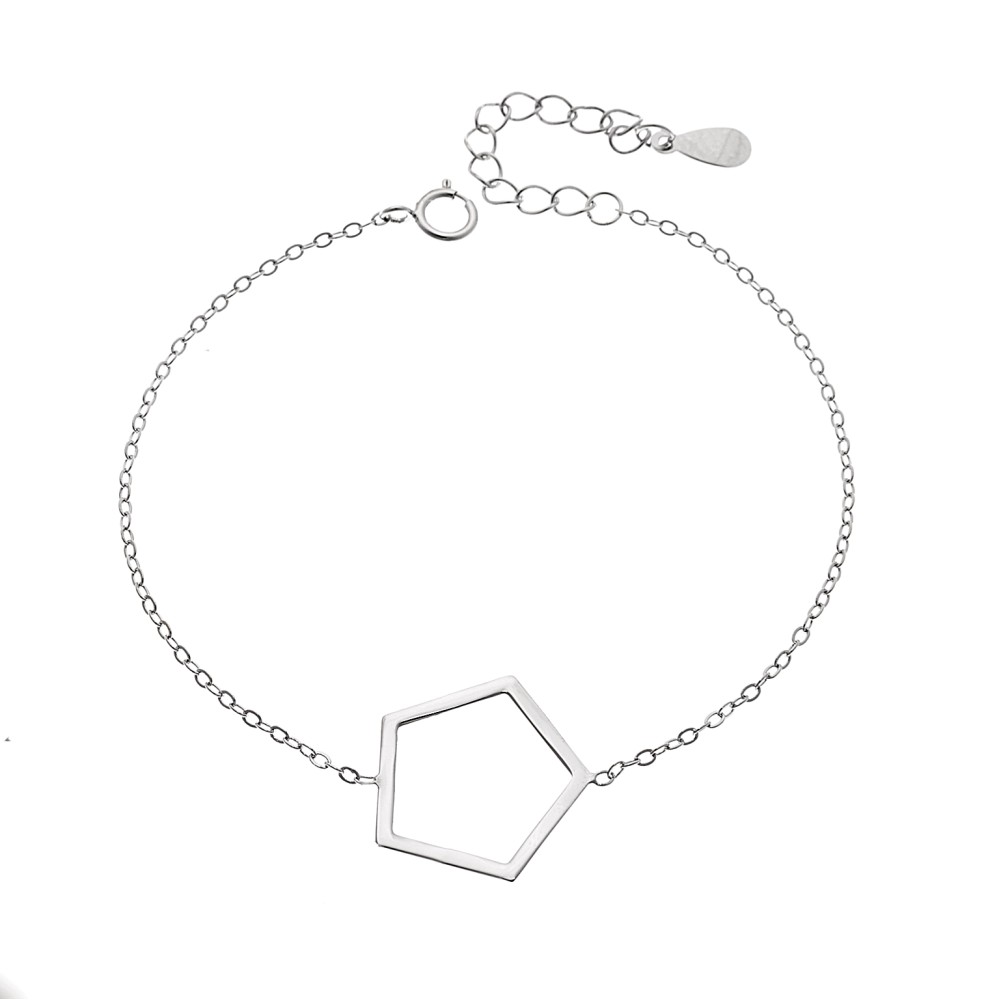 Βραχιόλι SENZA Rhodium Plated Ασήμι 925 Geometric Series Pentagon - SSR4374SR