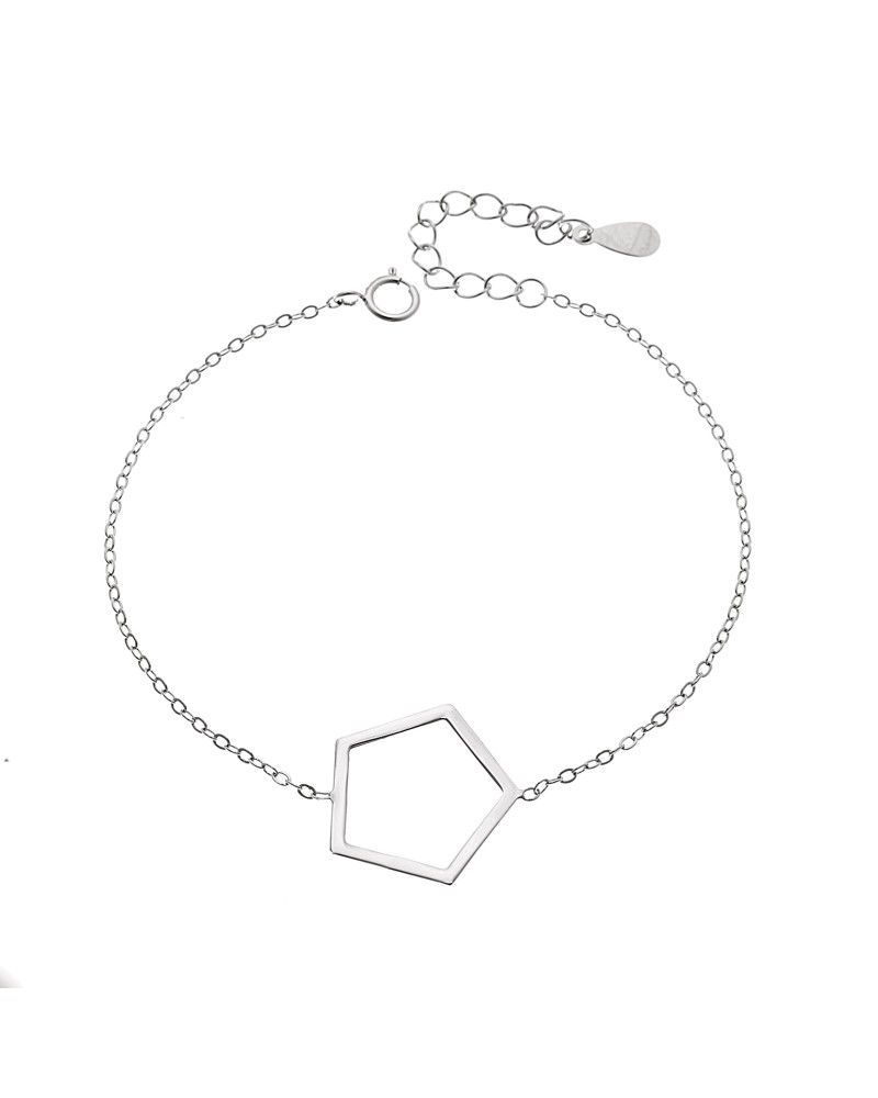 Βραχιόλι SENZA Rhodium Plated Ασήμι 925 Geometric Series Pentagon - SSR4374SR