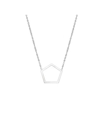 Κολιέ SENZA Rhodium Plated Ασήμι 925 Geometric Series Pentagon - SSR4378SR
