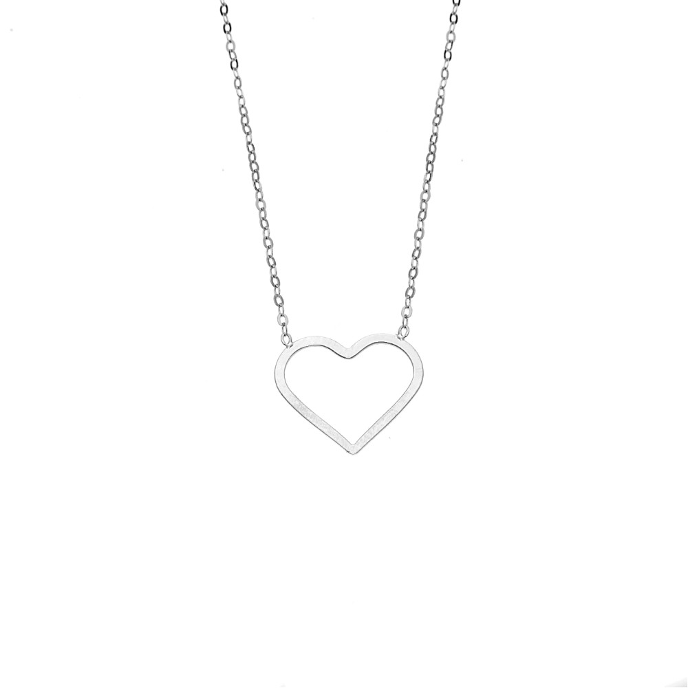 Κολιέ SENZA Rhodium Plated Ασήμι 925 Geometric Series Heart - SSR4379SR