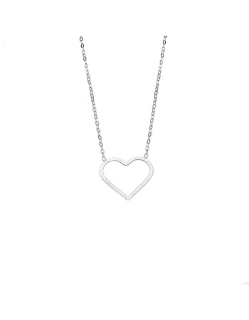 Κολιέ SENZA Rhodium Plated Ασήμι 925 Geometric Series Heart - SSR4379SR