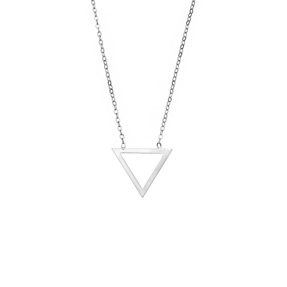Κολιέ SENZA Rhodium Plated Ασήμι 925 Geometric Series Triangle - SSR4380SR