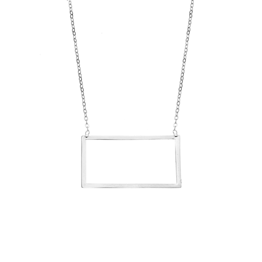 Κολιέ SENZA Rhodium Plated Ασήμι 925 Geometric Series Parallelogram - SSR4381SR