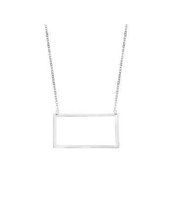 Κολιέ SENZA Rhodium Plated Ασήμι 925 Geometric Series Parallelogram - SSR4381SR