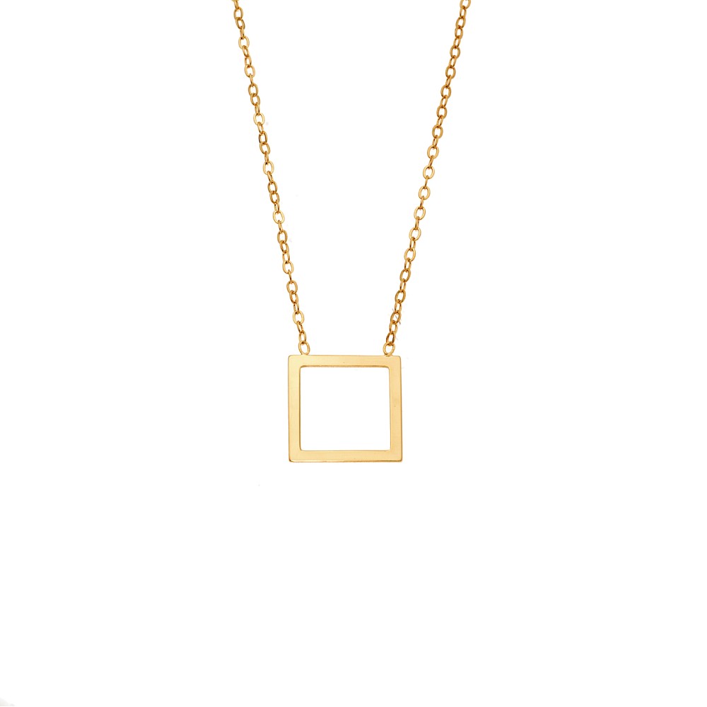 Κολιέ SENZA Επίχρυσο Ασήμι 925 Geometric Series Square - SSR4382GD