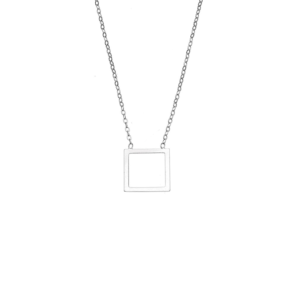 Κολιέ SENZA Rhodium Plated Ασήμι 925 Geometric Series Square - SSR4382SR