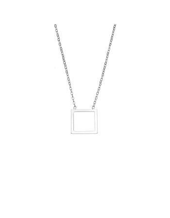 Κολιέ SENZA Rhodium Plated Ασήμι 925 Geometric Series Square - SSR4382SR