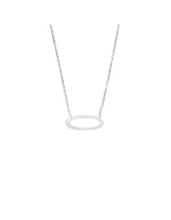 Κολιέ SENZA Rhodium Plated Ασήμι 925 Geometric Series Oval - SSR4384SR