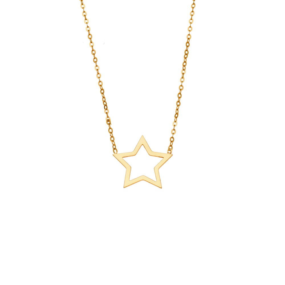 Κολιέ SENZA Επίχρυσο Ασήμι 925 Geometric Series Star - SSR4385GD