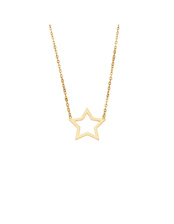 Κολιέ SENZA Επίχρυσο Ασήμι 925 Geometric Series Star - SSR4385GD