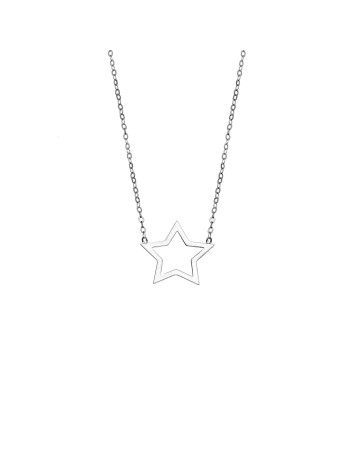 Κολιέ SENZA Rhodium Plated Ασήμι 925 Geometric Series Star - SSR4385SR
