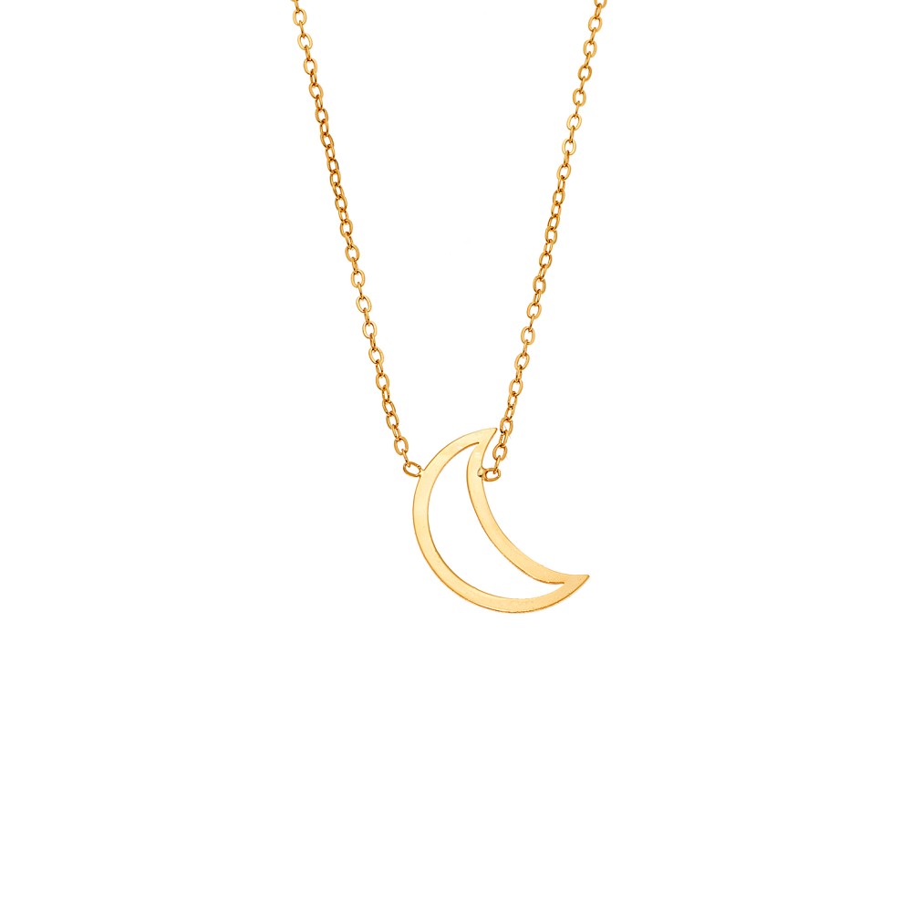 Κολιέ SENZA Επίχρυσο Ασήμι 925 Geometric Series Half Moon - SSR4386GD