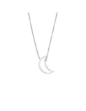 Κολιέ SENZA Rhodium Plated Ασήμι 925 Geometric Series Half Moon - SSR4386SR