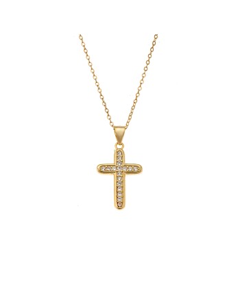 Κολιέ SENZA Gold Plated Ασήμι 925 Σταυρός - SSR4388GD