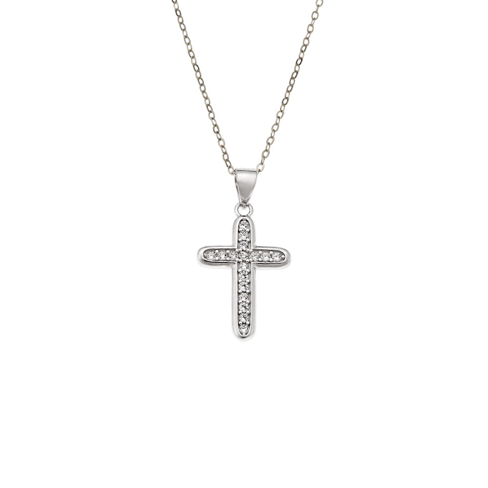 Κολιέ SENZA Rhodium Plated Ασήμι 925 Σταυρός - SSR4388SR