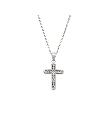 Κολιέ SENZA Rhodium Plated Ασήμι 925 Σταυρός - SSR4388SR