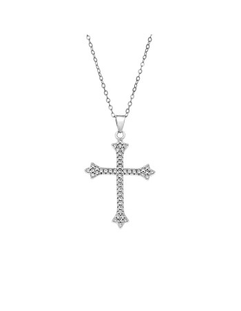 Κολιέ SENZA Rhodium Plated Ασήμι 925 Σταυρός με Ζιργκόν - SSR4392SR