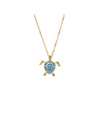 Κολιέ SENZA Gold Plated Ασήμι 925 Χελώνα με Όπαλ - SSR4397GD
