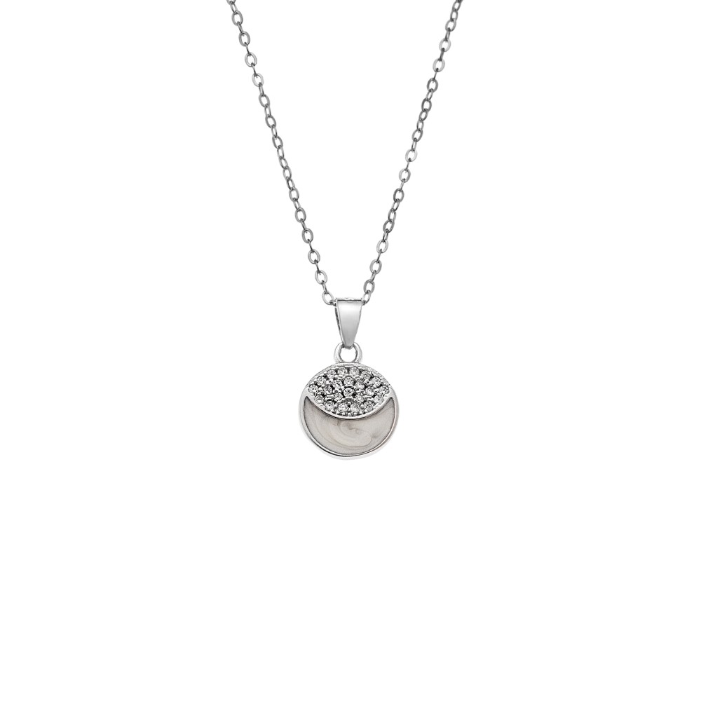 Κολιέ SENZA Rhodium Plated Ασήμι 925 Φίλντισι σε Κύκλο με Ζιργκόν - SSR4403SR