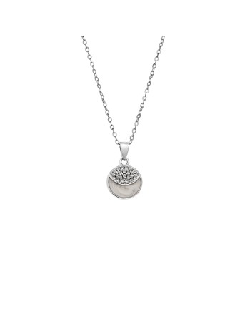 Κολιέ SENZA Rhodium Plated Ασήμι 925 Φίλντισι σε Κύκλο με Ζιργκόν - SSR4403SR