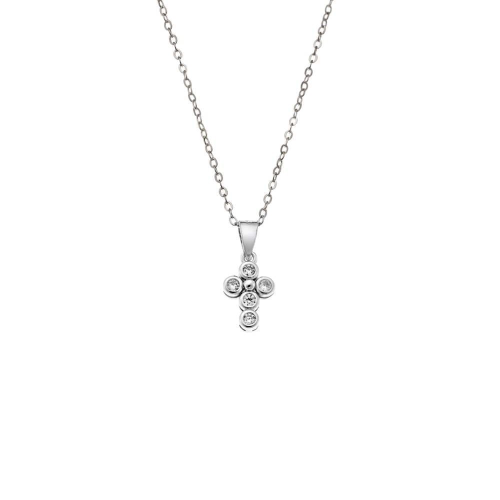 Κολιέ SENZA Rhodium Plated Ασήμι 925 Σταυρός με Ζιργκόν - SSR4414SR