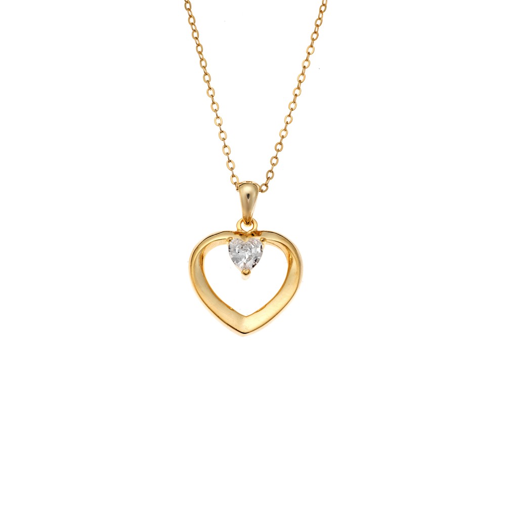 Κολιέ SENZA Gold Plated Ασήμι 925 Καρδιά με Ζιργκόν - SSR4423GD