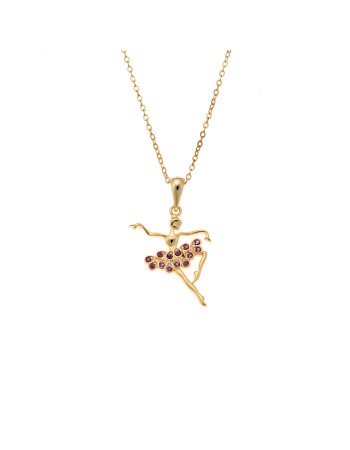 Κολιέ SENZA Gold Plated Ασήμι 925 Χορεύτρια με Ζιργκόν - SSR4428GD