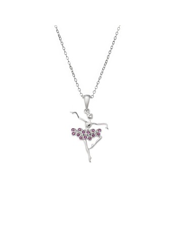 Κολιέ SENZA Rhodium Plated Ασήμι 925 Χορεύτρια με Ζιργκόν - SSR4428SR