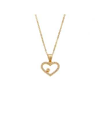 Κολιέ SENZA Gold Plated Ασήμι 925 Καρδιά με Ζιργκόν - SSR4430GD