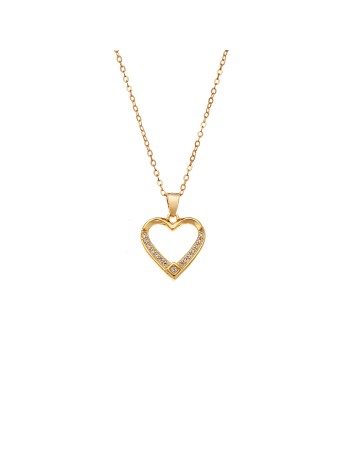 Κολιέ SENZA Gold Plated Ασήμι 925 Καρδιά με Ζιργκόν - SSR4433GD