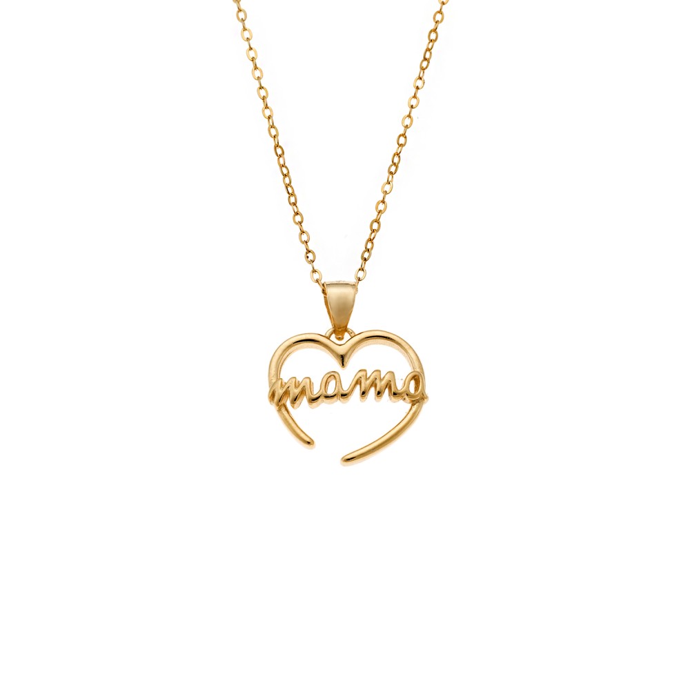Κολιέ SENZA Gold Plated Ασήμι 925 Καρδιά Mama - SSR4441GD