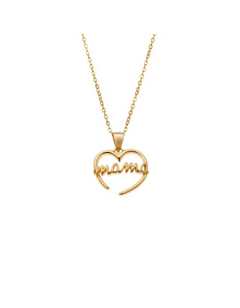 Κολιέ SENZA Gold Plated Ασήμι 925 Καρδιά Mama - SSR4441GD