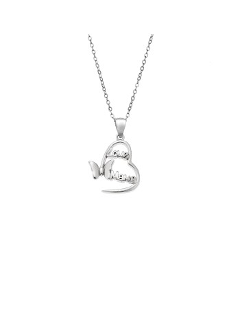 Κολιέ SENZA Rhodium Plated Ασήμι 925 Καρδιά Love - SSR4443SR
