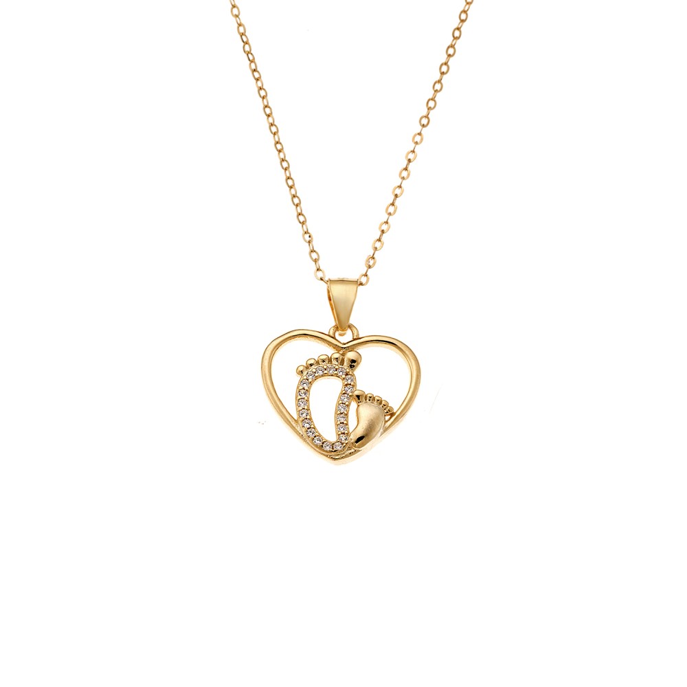 Κολιέ SENZA Gold Plated Ασήμι 925 Καρδιά Πατουσάκι - SSR4446GD