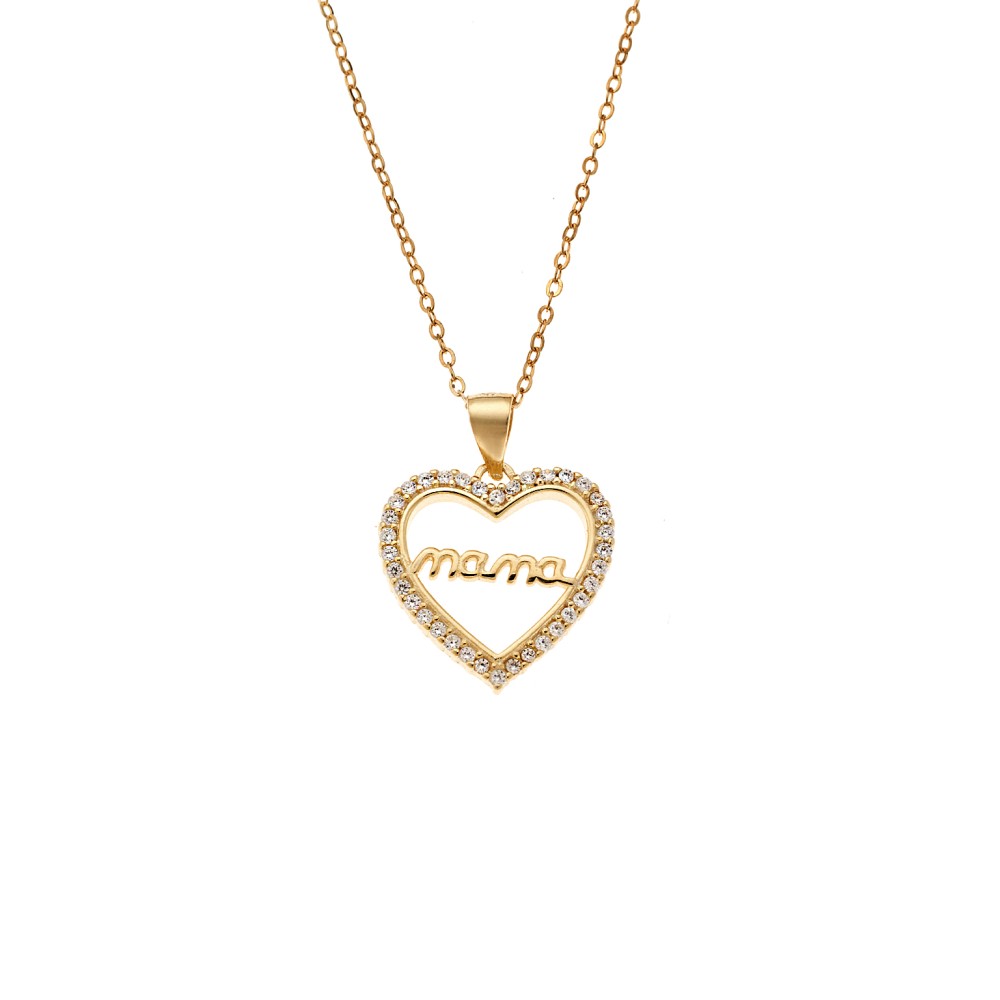 Κολιέ SENZA Gold Plated Ασήμι 925 Καρδιά Mama - SSR4447GD