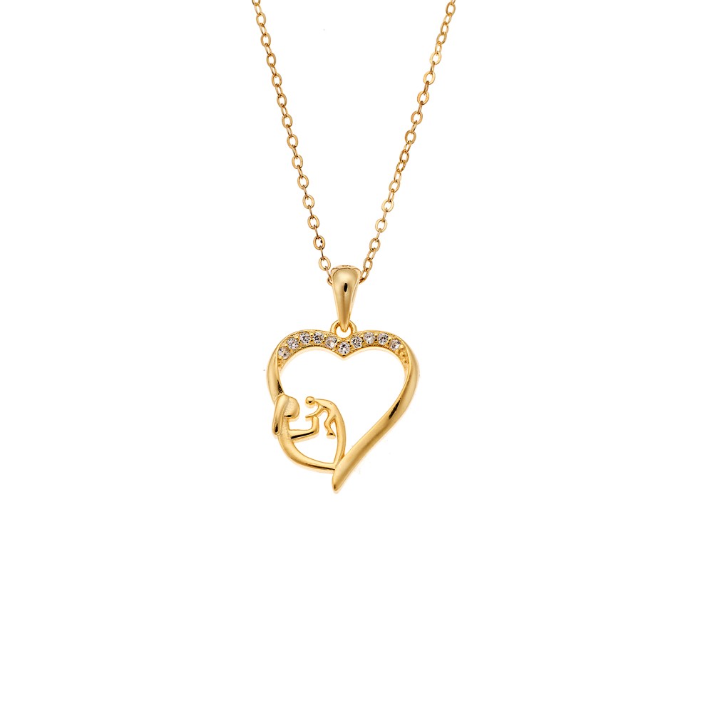 Κολιέ SENZA Gold Plated Ασήμι 925 Καρδιά Mama Kid - SSR4448GD
