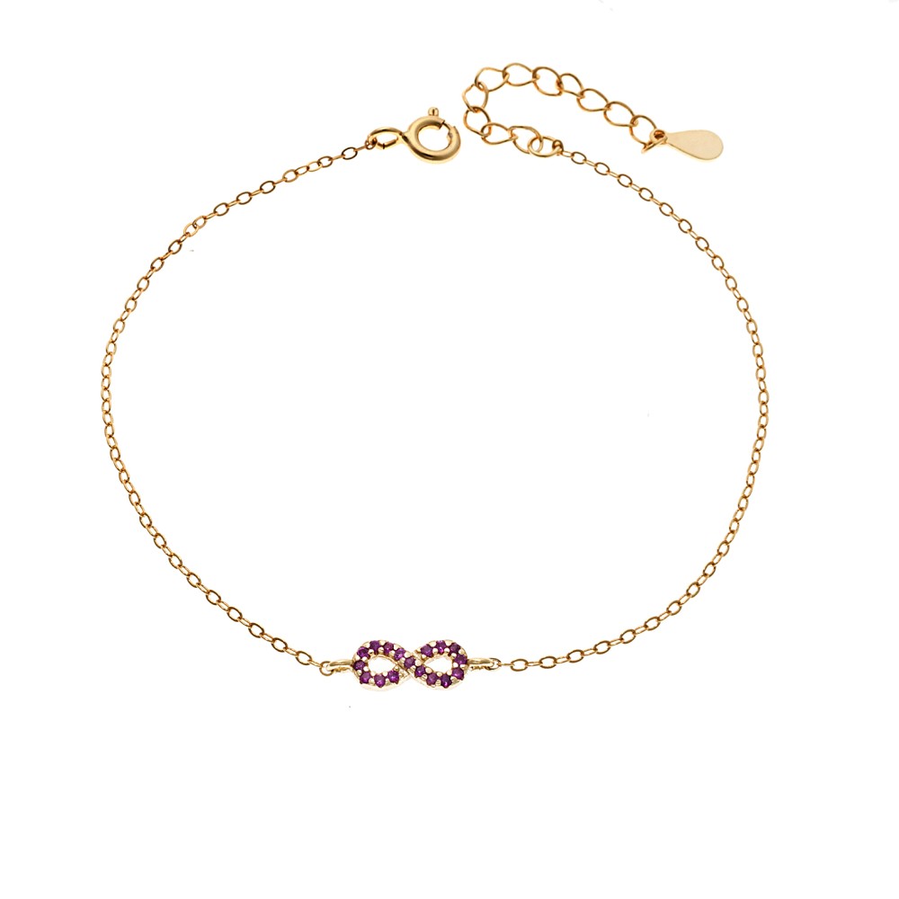 Βραχιόλι SENZA Άπειρο Gold Plated Ασήμι 925 Double Face Fouchsia - SSR4449GFU