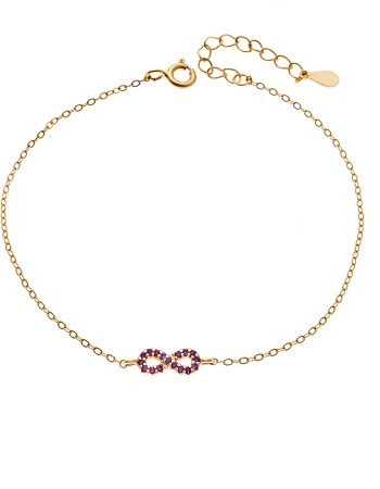 Βραχιόλι SENZA Άπειρο Gold Plated Ασήμι 925 Double Face Fouchsia - SSR4449GFU